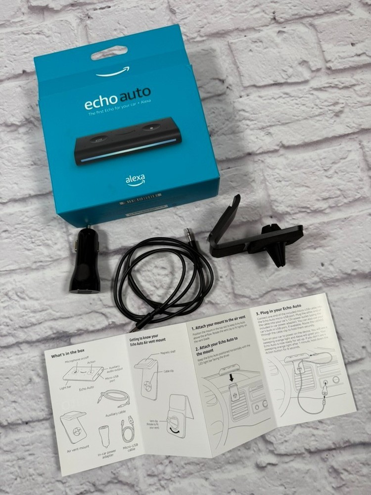 Amazon Echo Auto Air Vent Mount - Lighter Power Plug - Audio Connector