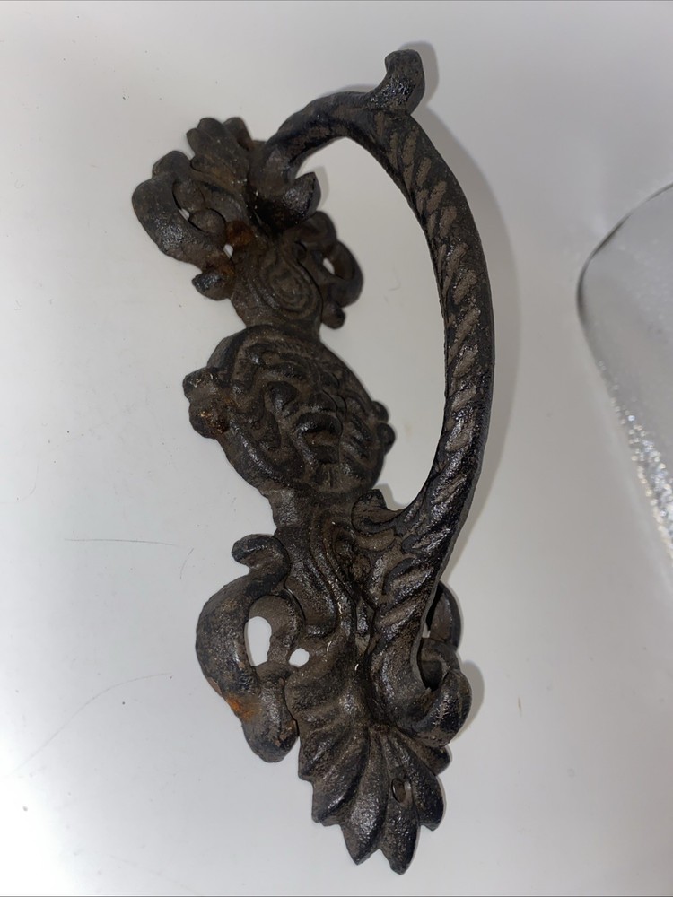 LARGE HANDLE RUSTIC CAST IRON BARN DOOR HANDLES SHED GATE PULL FANCY 9”