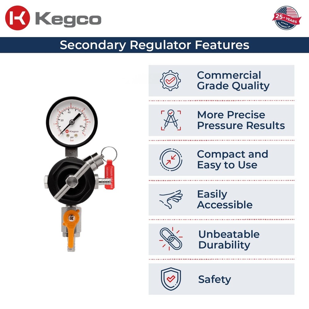 Secondary Regulator, Single Gauge, Black