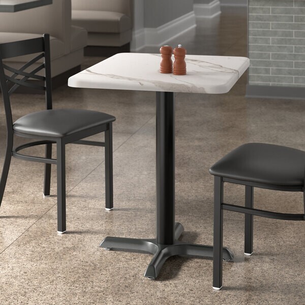 24" x 30" Rectangular Restaurant Table Top with White Marble Laminate Top Finish