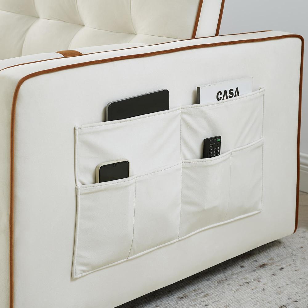 55.5" Pull Out Sleep Sofa Bed 2 Seater Loveseats Sofa Couch with side pockets