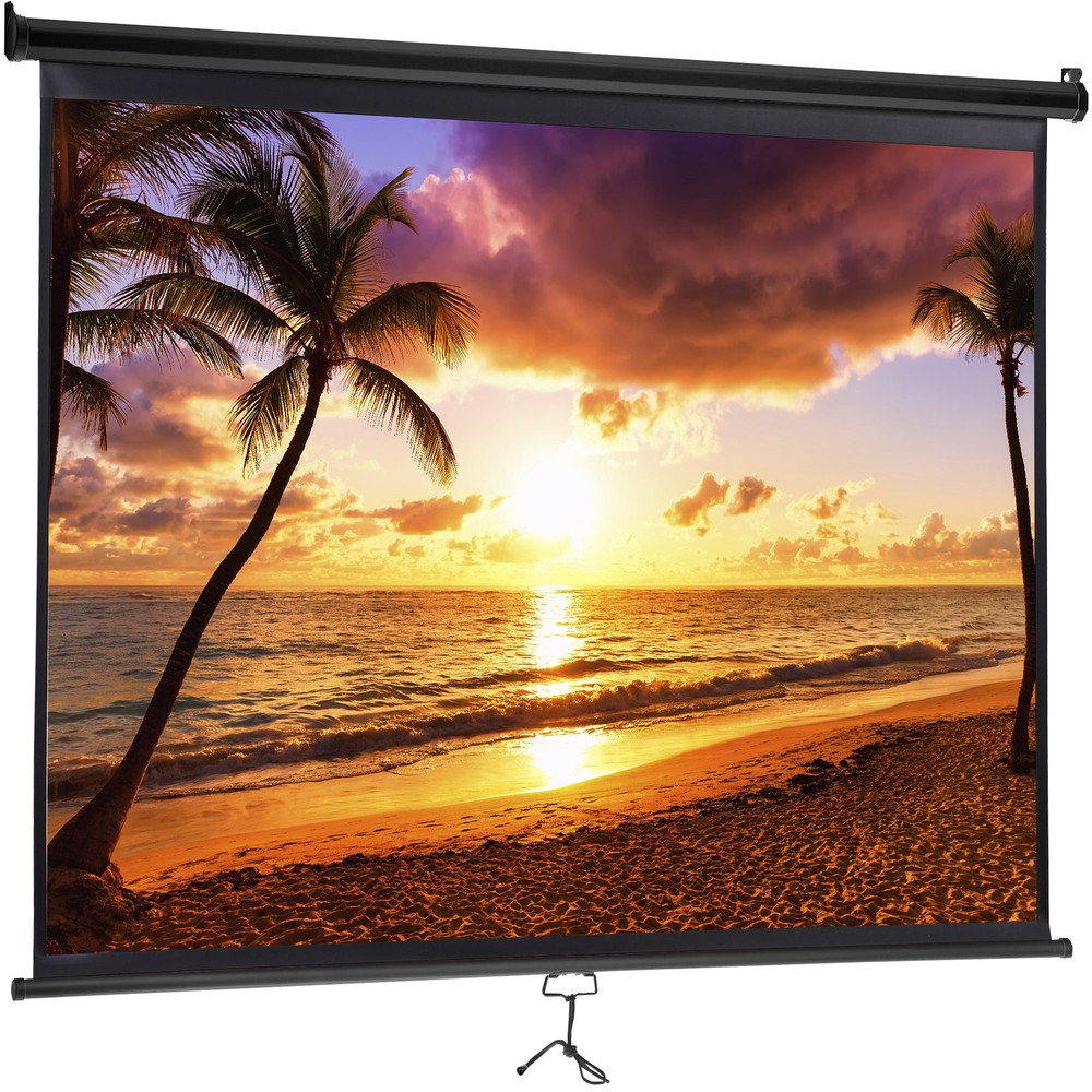 100" Projector Screen Manual Pull Down Projection Screen Theater 16:10 4K Black