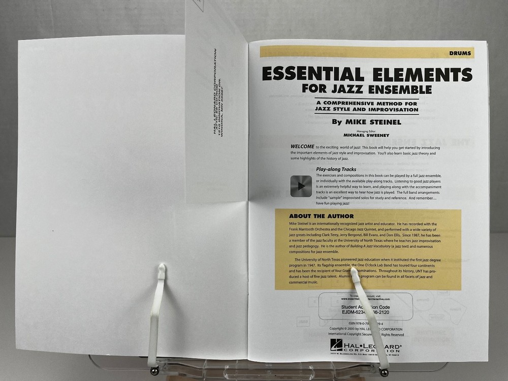 Drums Essential Elements for Jazz Ensemble Hal Leonard Book Online Audio