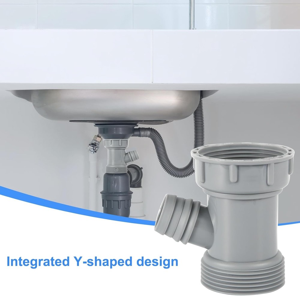 Kitchen Sink Drain Pipe Adapter, Versatile Y-Shaped Flexible M, Gray