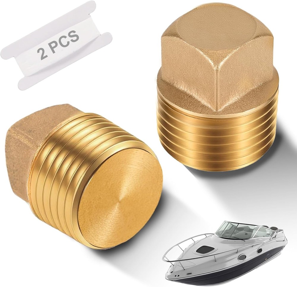 Boat Drain Plugs, 2PCS Solid Brass Boat Plug, Premium 1/2 Inch Npt Threaded Tran