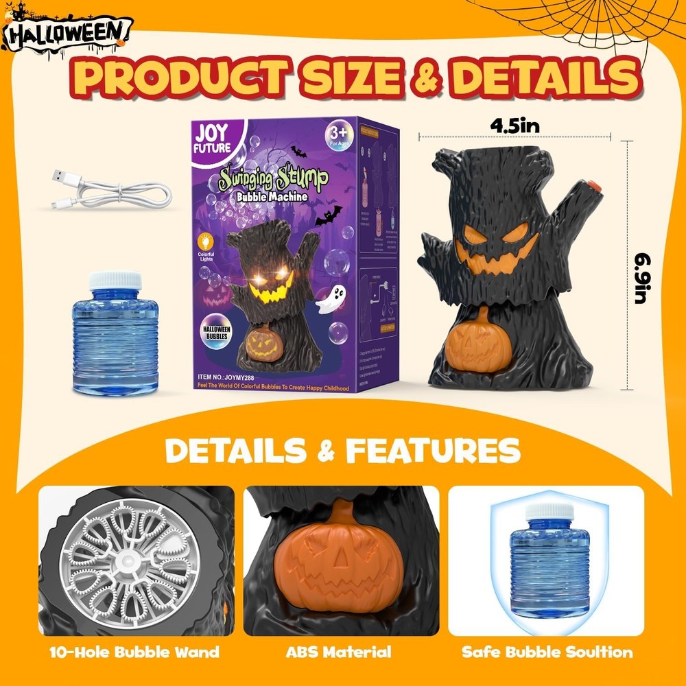 Rechargeable Bubble Machine - Automatic Bubble Blower Haunted Stump - Wobbly Hea
