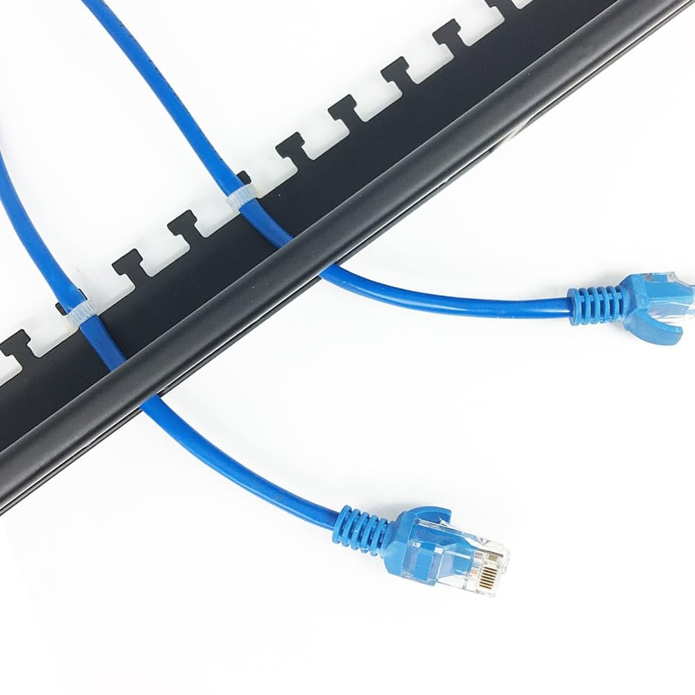 1U Brush Cable Manager Horizontal Rack Mount Cable Management Panel with Tidy...