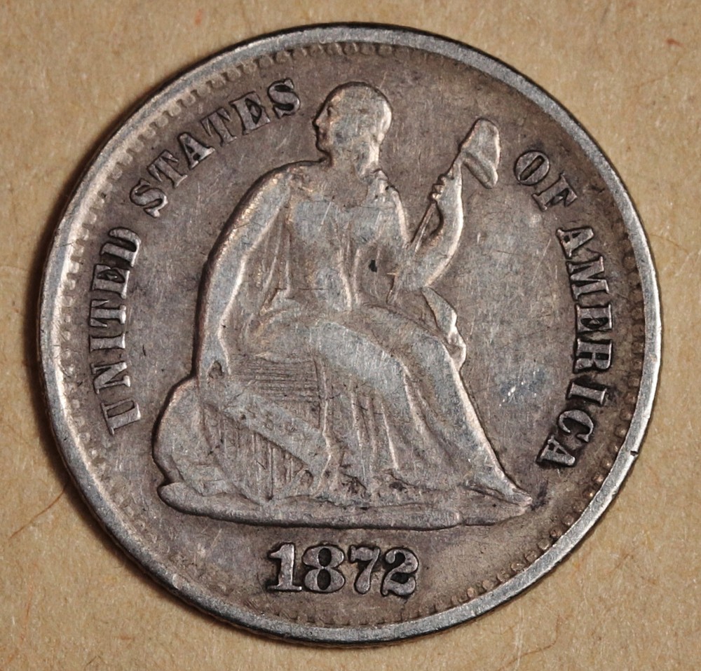 1872-s Liberty Seated Half Dime.  VF.  197982