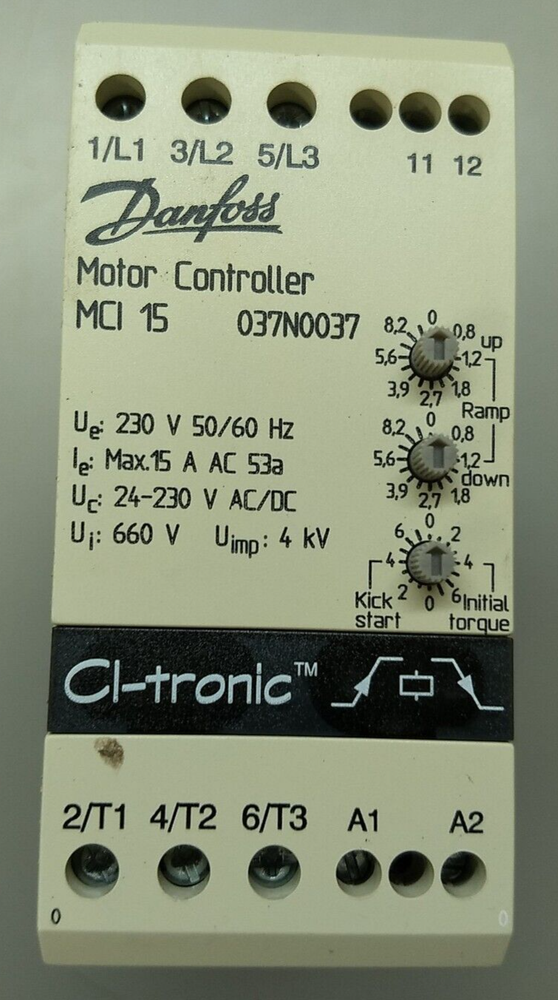 DANFOSS 037N0037 SOFT STARTER MOTOR CONTROLLER MCI 15 (B46)