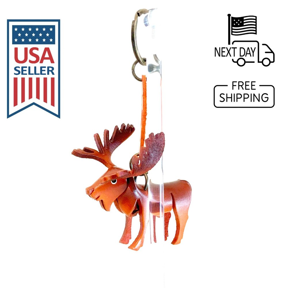 Moose Handmade Leather Keyring