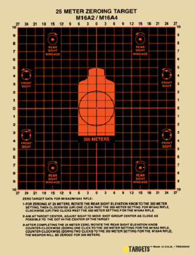 M16A2 -25 meter zeroing target - splatter (10 per pack)