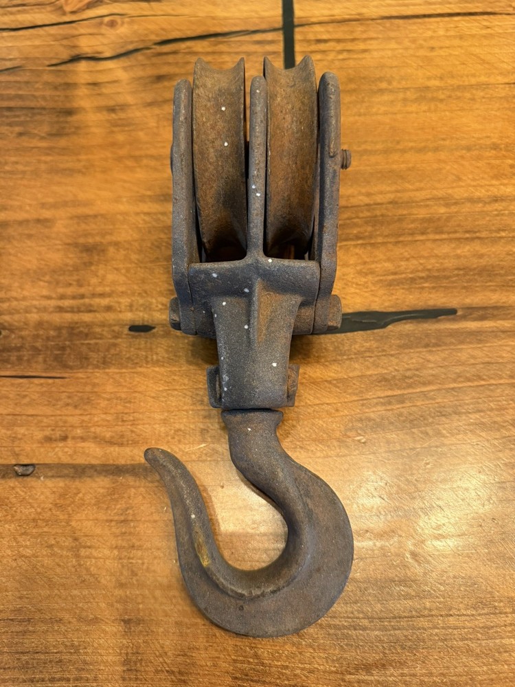 Vintage Rustic Cast Iron Block & Tackle Pulley