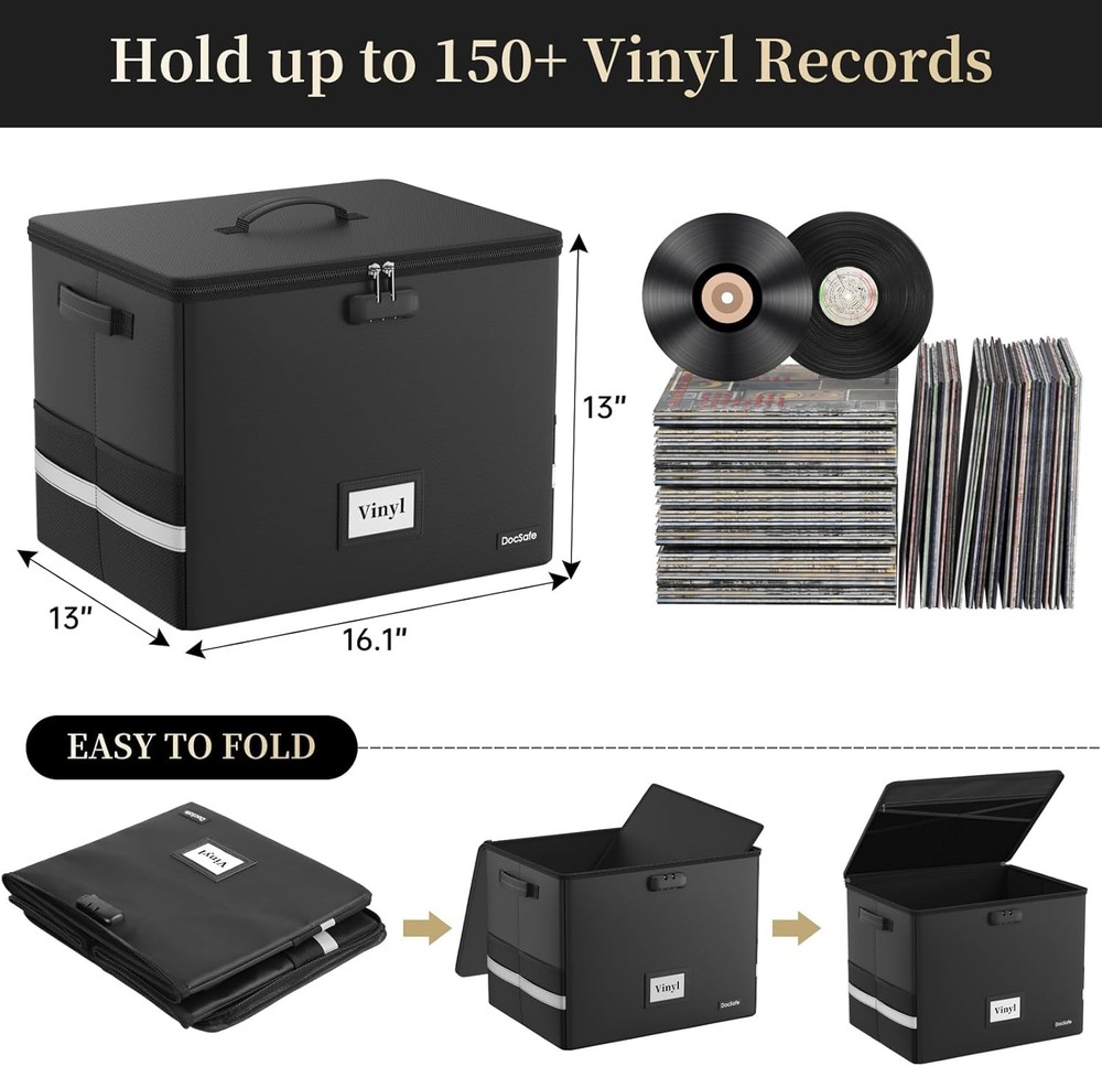 NEW.Fire-Resistant Vinyl Record Storage Box (Lockable)