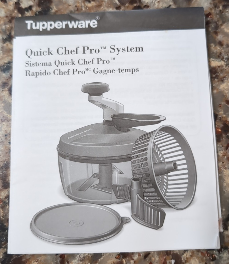 Tupperware Quick Chef Pro System Manual Food Processor #5578B-1 BLUE