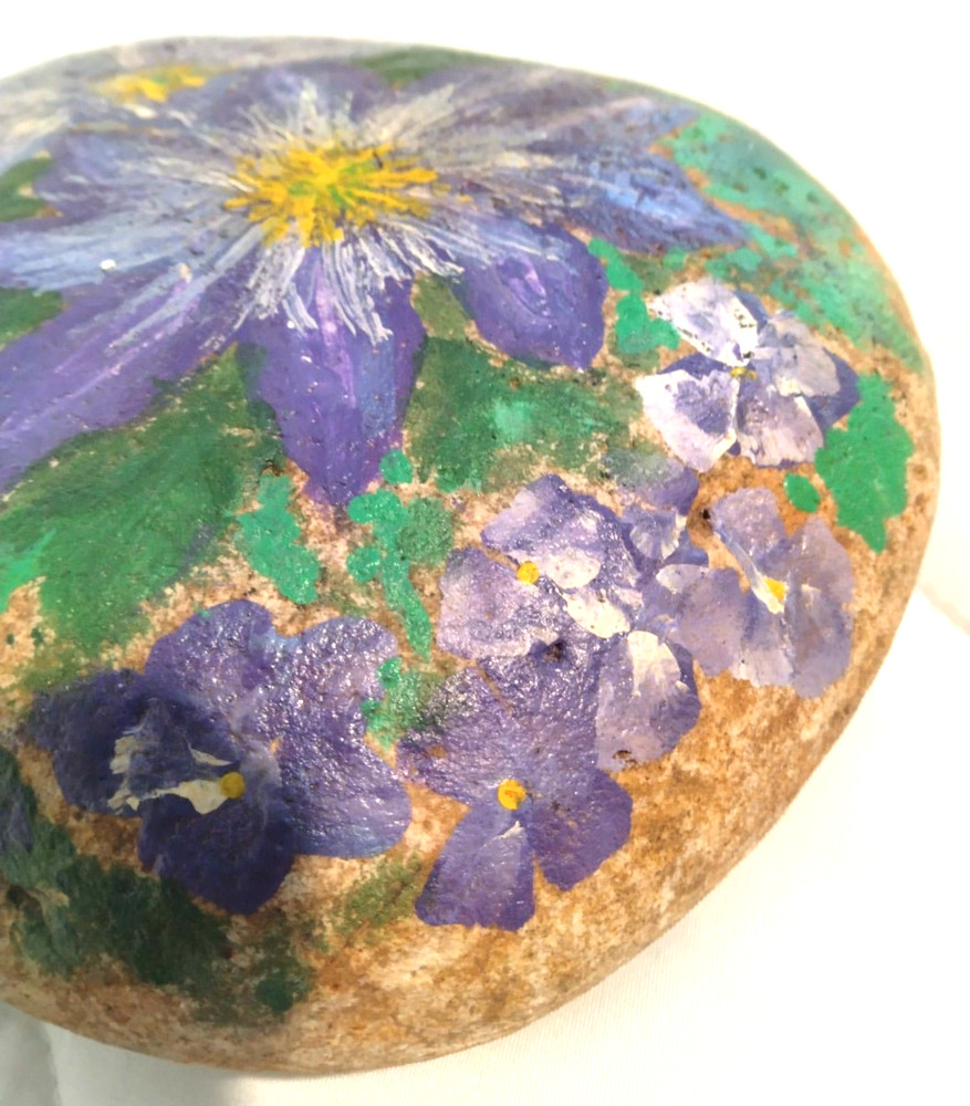 Art Rock Hand Painted Flower Patch