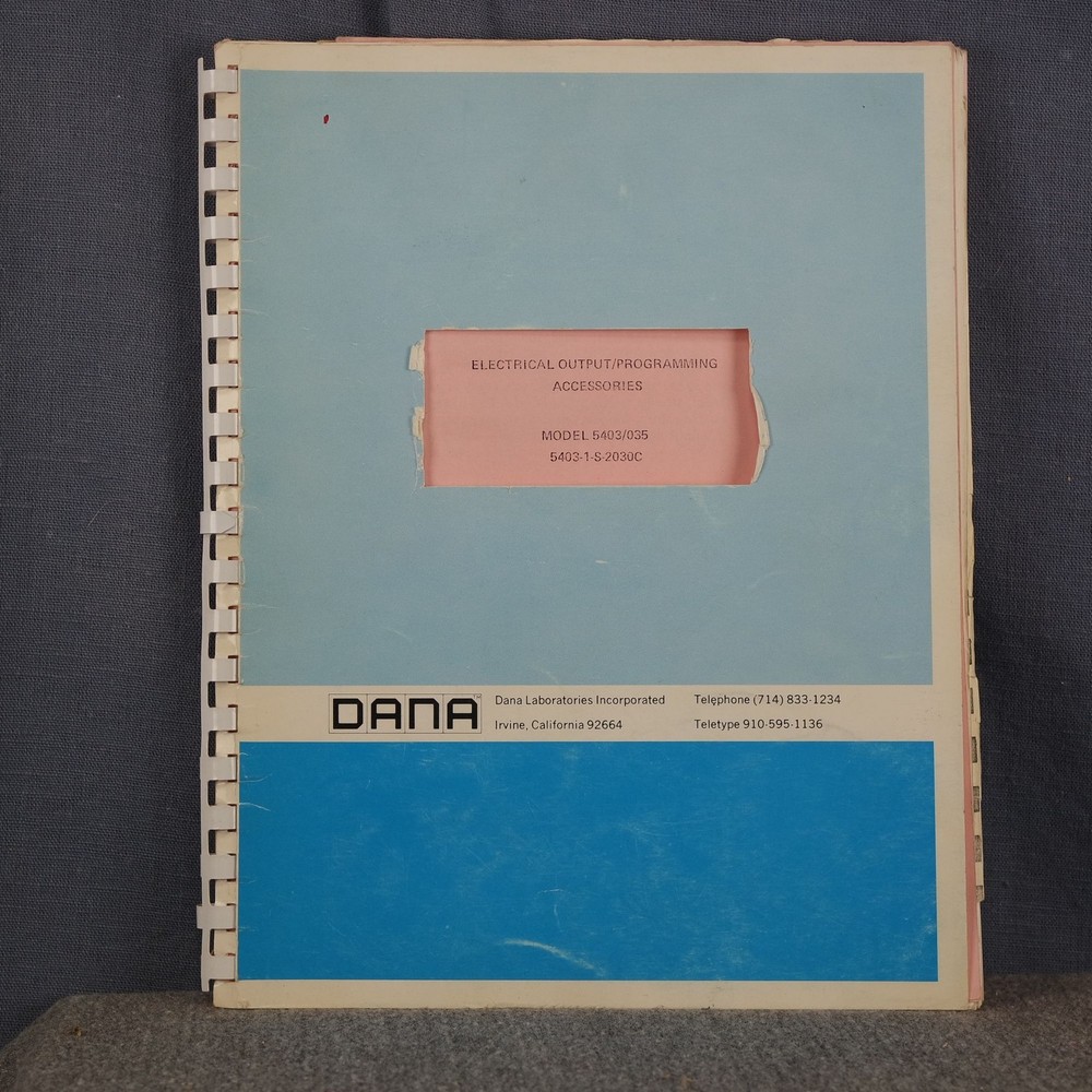 DANA Model 5403/035 Electrical Output/Programming Accessories Operation Manual