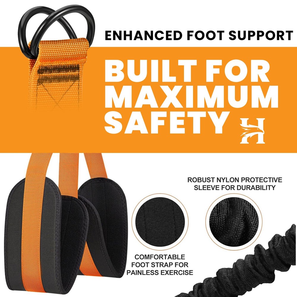 Adjustable Pull Up Assistance Bands with Foot and Knee Standard, ORANGE