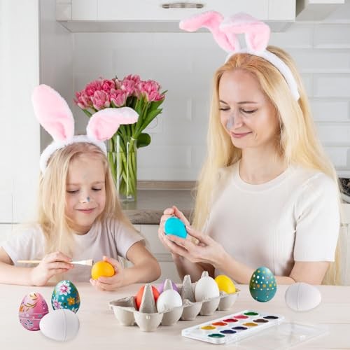 50 Pcs Paper Easter Eggs DIY White Paper Mache Easter Eggs Easter Basket white