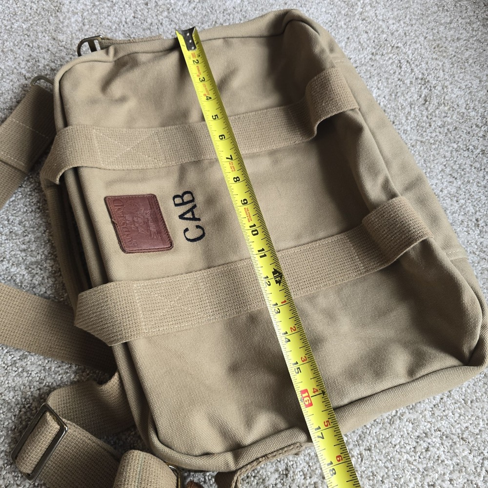 Landsend - Neutral Taupe Canvas Briefcase Messenger - Handle & Shoulder Strap