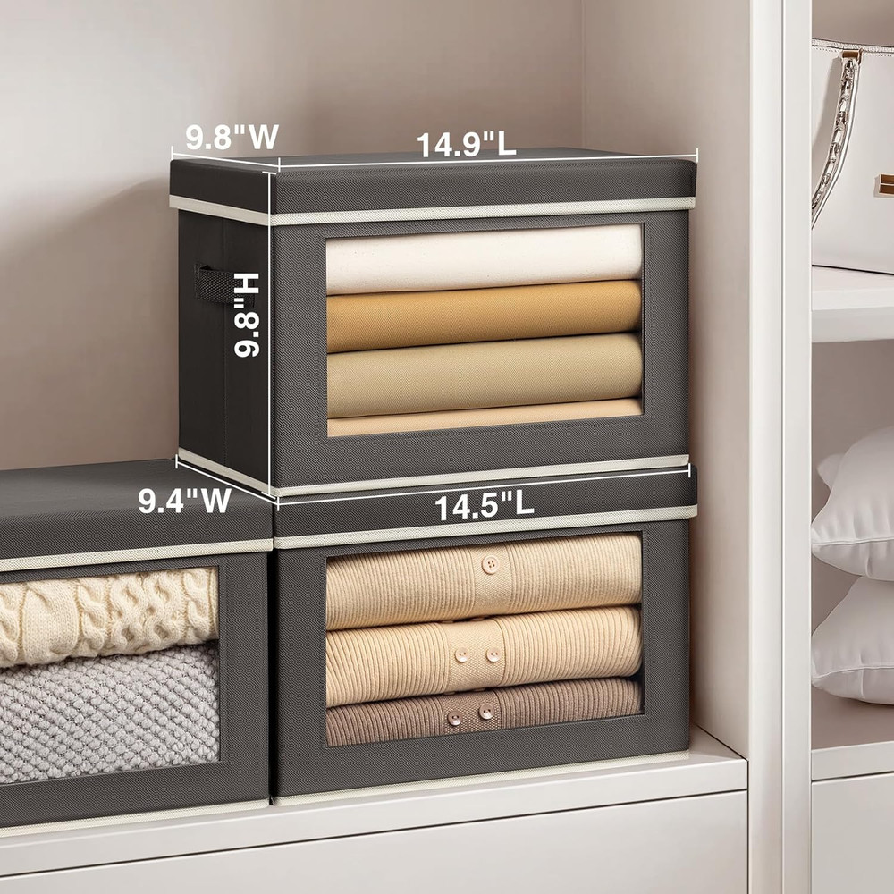 Storage Bins with Lids - Fabric Storage Boxes with Lids, Collapsible Storage Bin