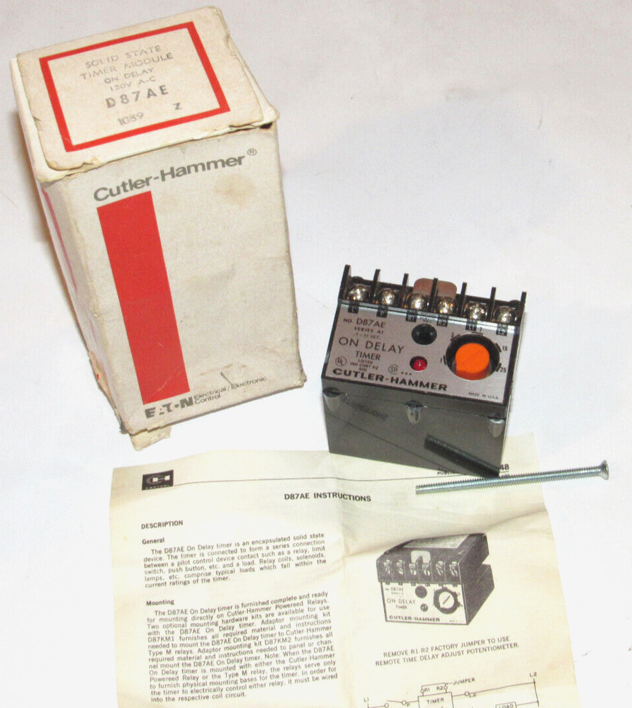 NEW CUTLER-HAMMER EATON D87AE SOLID STATE TIMER MODULE! ON DELAY .3-30 SEC! USA!