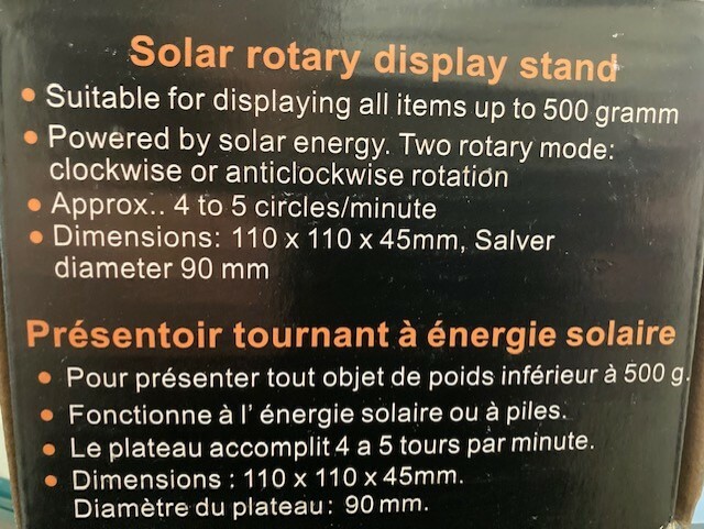 Solar Powered Rotary Display Stand New in the box