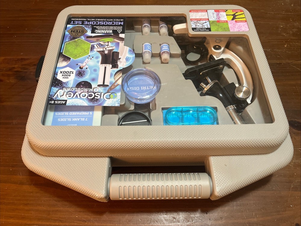 Microscope Set 48-Piece with Durable Metal Framework, 120X-1200X Magnification