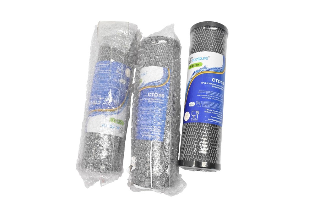 Xcelpure CTO10 Carbon Block Water Filter 1 Micron 10x2.5 Whole House 3-Pack