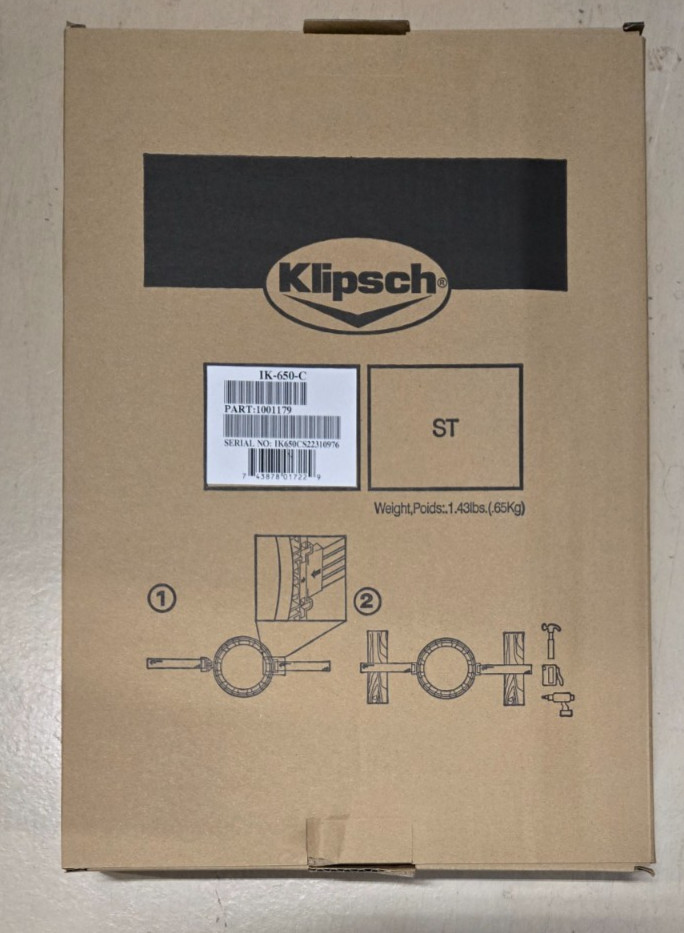 Klipsch IK-650-C pair Pre-constuction brackets NEW