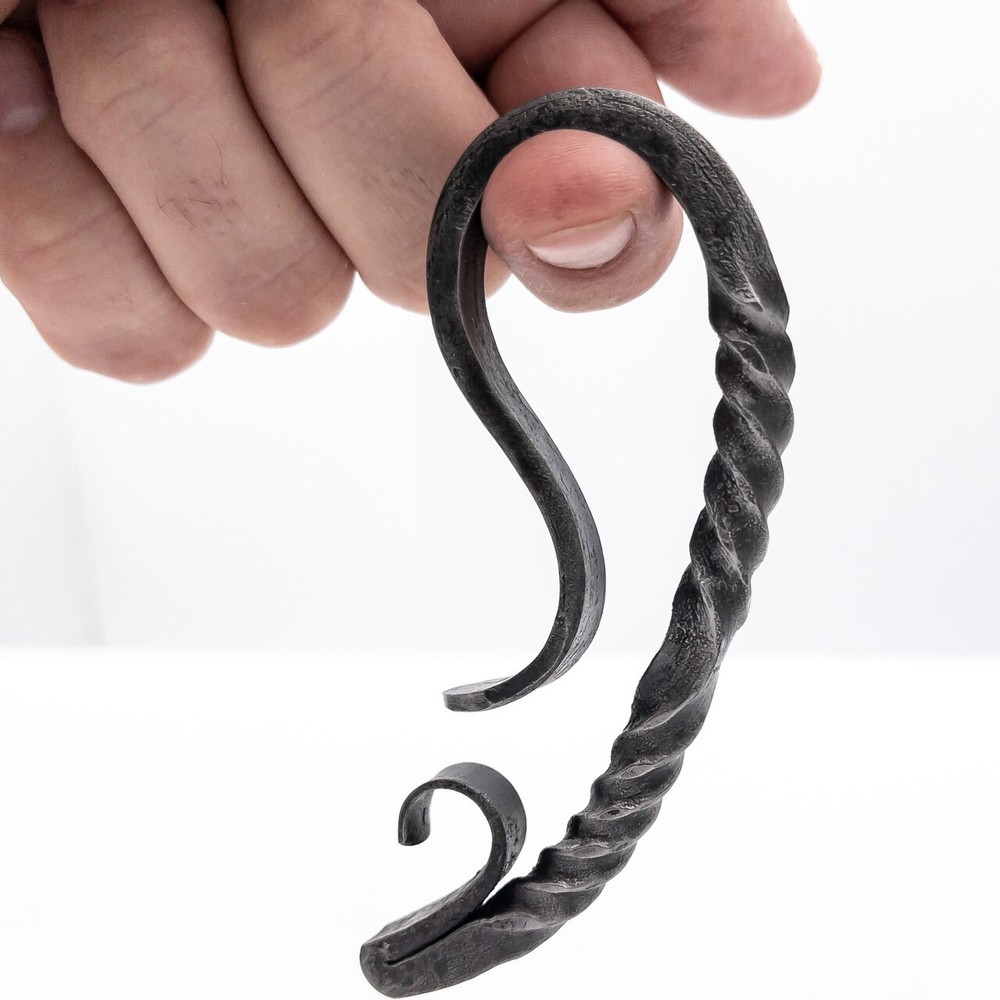 Scorching Contact Iron Pot Holder Hook Authentic Gray Iron Finish Rustic Style