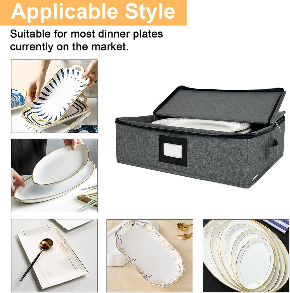 Platter Storage Case - Stackable China Storage Containers Hard Shell with Durabl