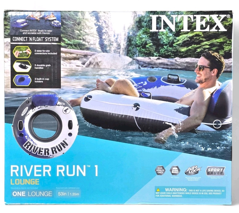 Intex River Run 1 Lounge WIth Backrest Mesh Bottom 2 Cup Holders 2 Handles