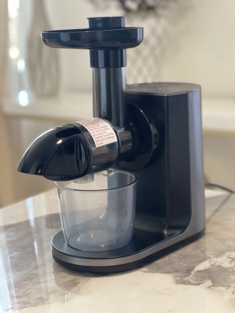 Aicook Electric Masticating Juicer Black Silver Reverse Function Brushed 6 Parts