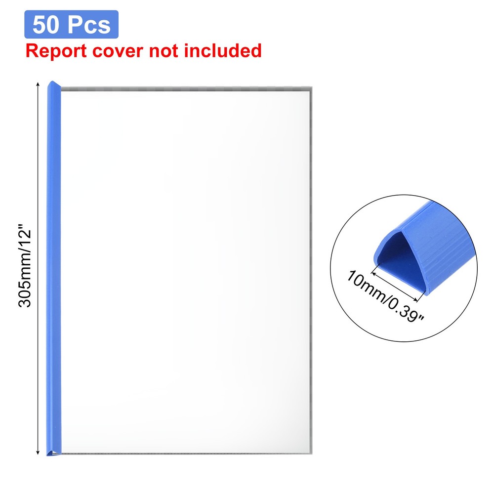 50Pcs Binding Bars, 10mm Binding Bars Slide Grip, Blue