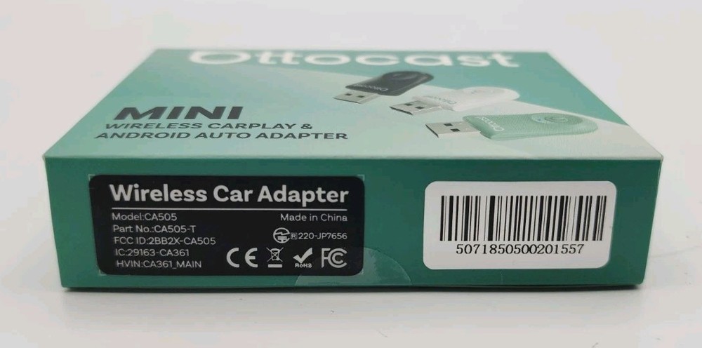 OTTOCAST Black Mini Wireless CarPlay & Android Auto Adapter CA505-T