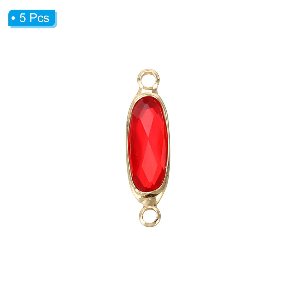 Birthstone Connector Link, 5Pcs Diamond Links, Round, Red