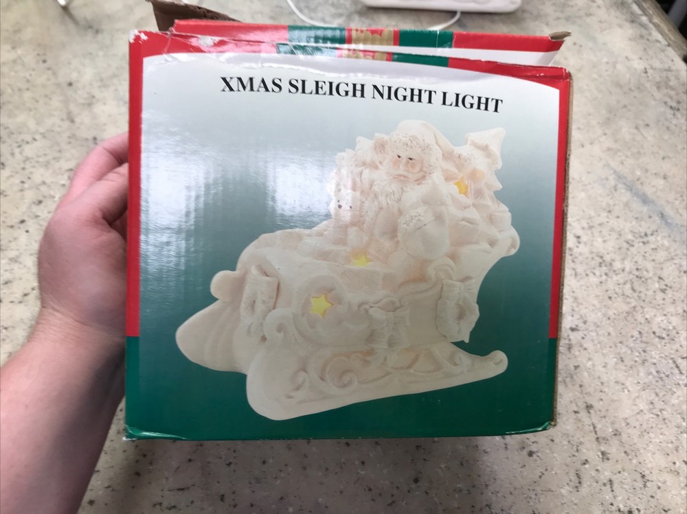 Lincolnshire Santa Sleigh Night Light Tabletop Ceramic - Switch Read - Fast Ship