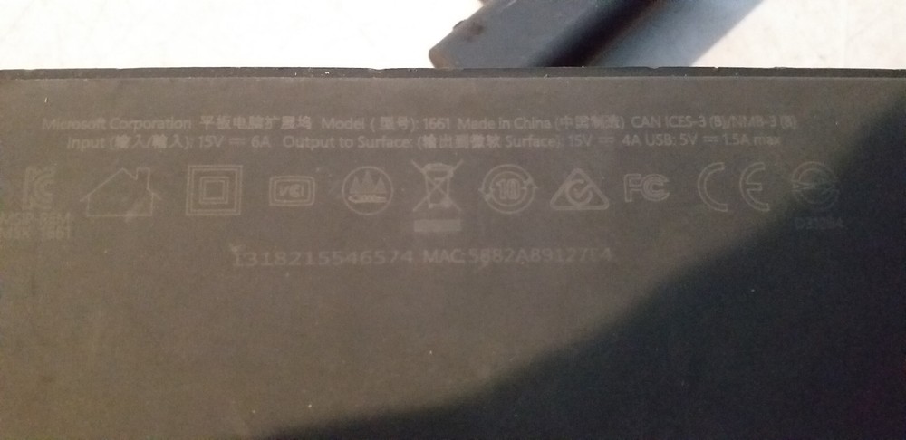 Microsoft Surface Docking Station Model: 1661 for Surface Pro 3 4 5 6