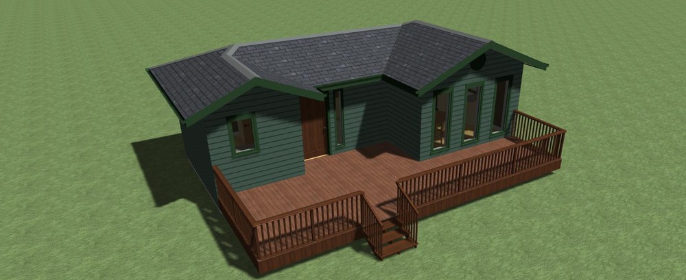 Tiny House Plan 400 square feet with front deck.