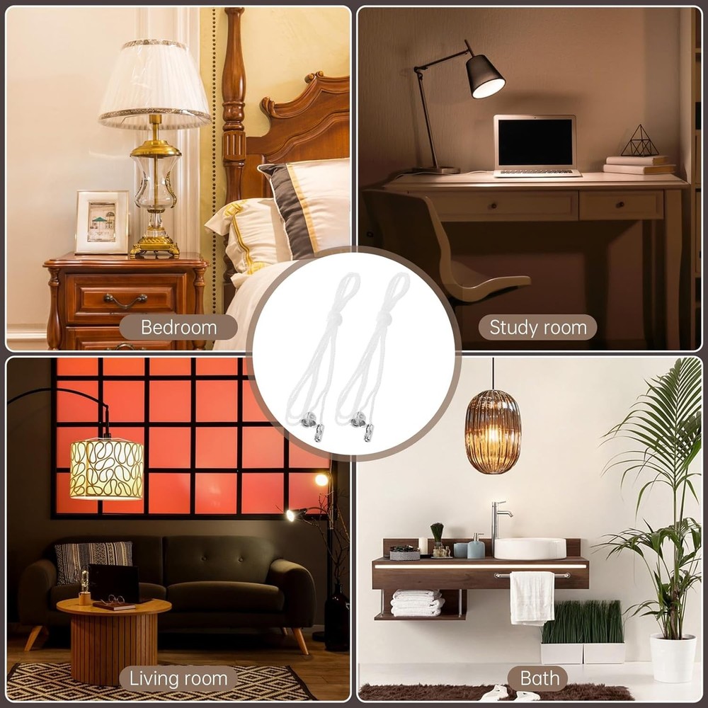 12PCS Ceiling Fan Pull Cord Extenders Light Switch Pull Chain String with Connec