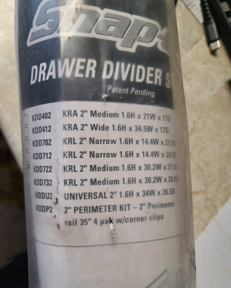 Snap-On Drawer Divider KDD722