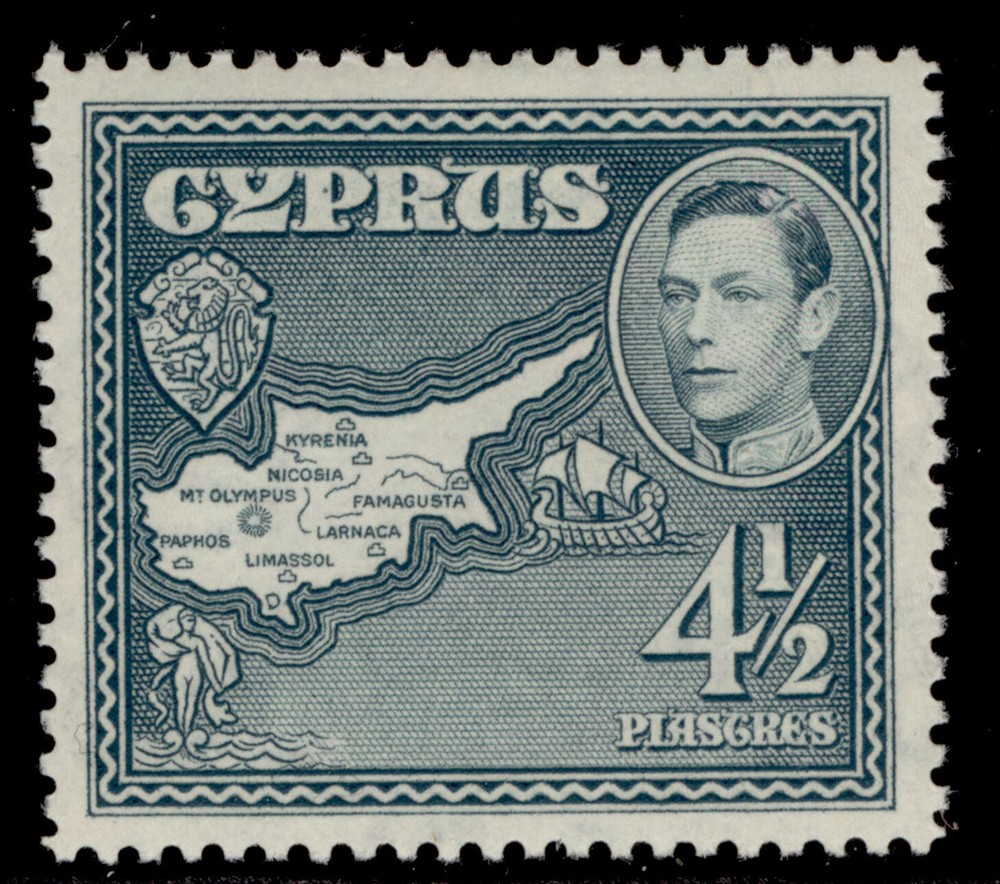 CYPRUS GVI SG157, 4½pi grey, M MINT.