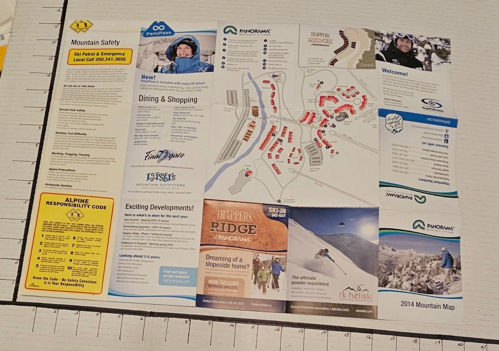 2014 PANORAMA SKI AREA CANADA TRAIL MAP. MINT