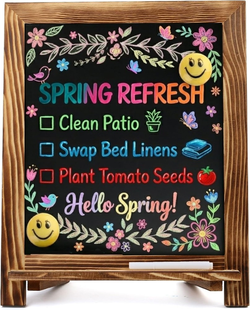 Portable Chalkboard Sign, Foldable Stand, Rustic Brown