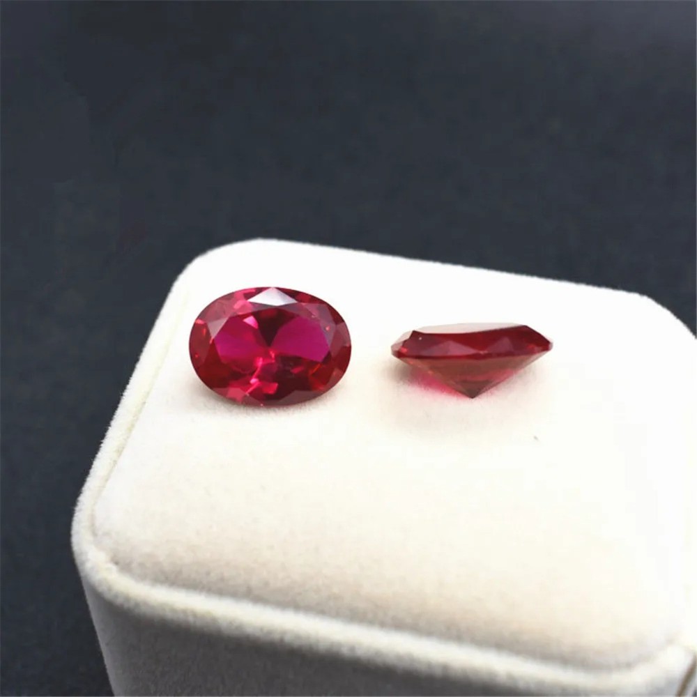 Blood-red Ruby Mohs Hardness 9 Oval Cut Gemstone Egg Shape Faceted Ruby Gem