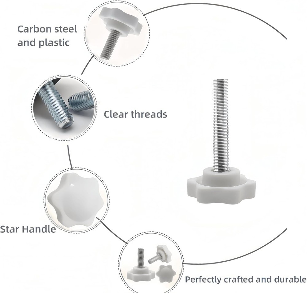 2 Set Replacement Arm Adjustment Knobs,Universal Rollator Hand Grip White