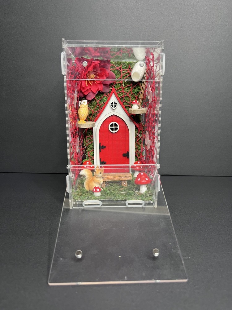 Front opening Red fairy door Jumping Spider Enclosure