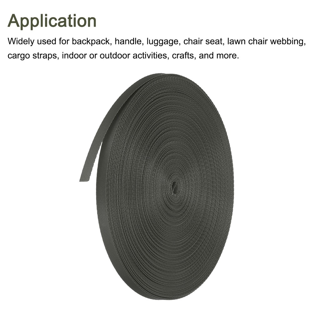 Flat Nylon Webbing Strap 3/8 Inch 50 Yards Ink Black for Backpack