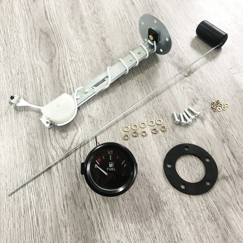 Universal 2"52mm Fuel Level Gauge Kit W/ Fuel Float Sensor E-1/2-F Pointer 12V