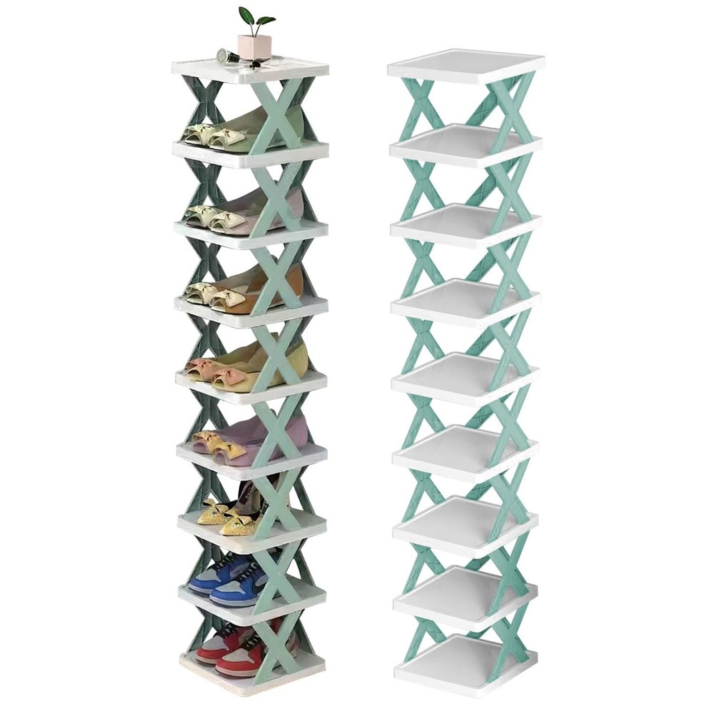 9Tier Narrow Entryway Shoe Rack Plastic Vertical Organizer Space Saving Free